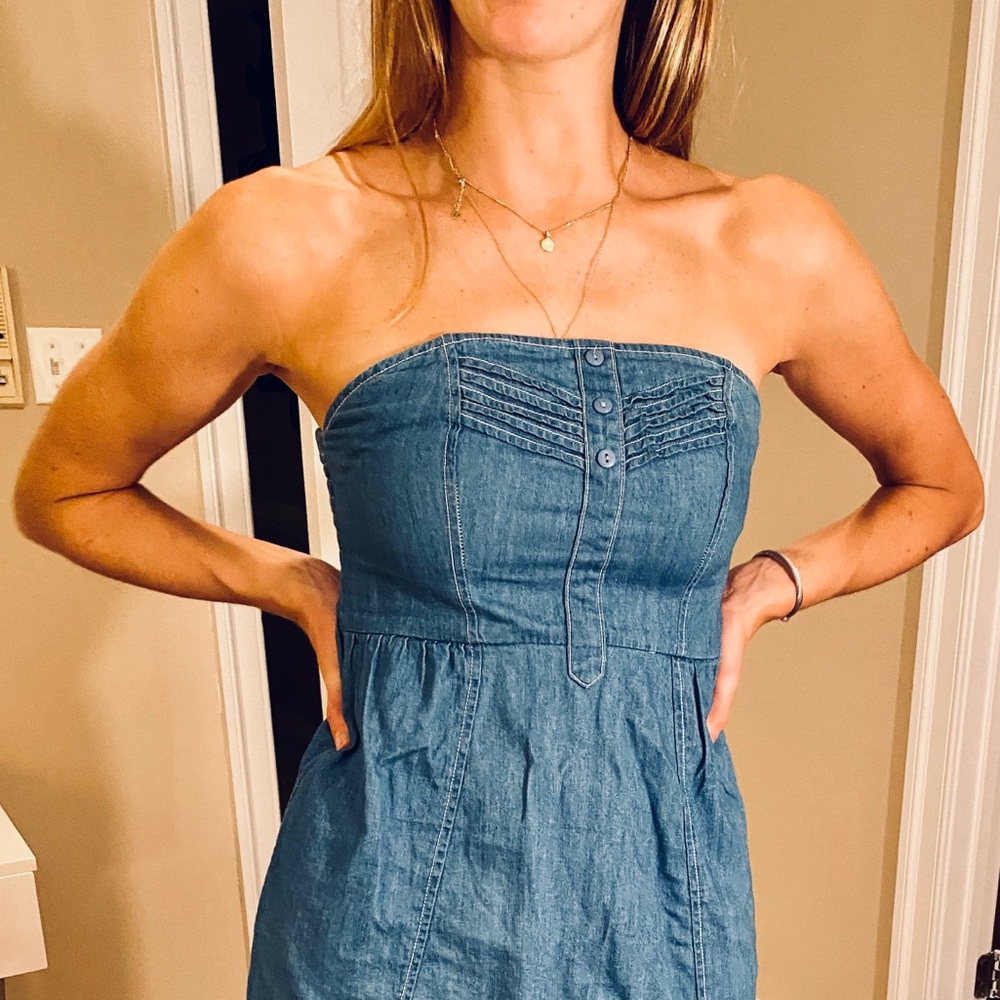 Strapless denim dress